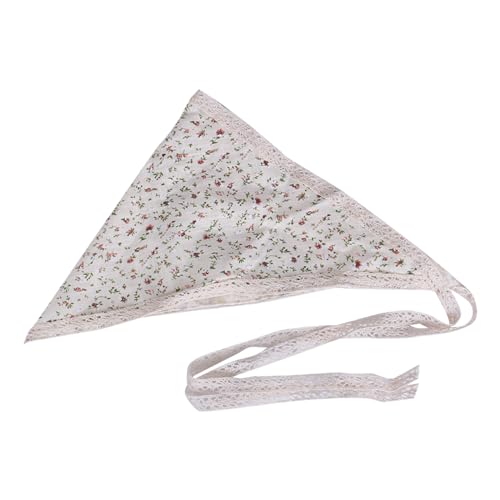 Lace Trim Triangles Hair Scarf Rose/Floral Pattern Kerchief Tie Back French Turbans For Girl Beach Photo Tool