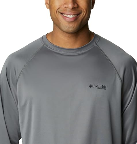 Columbia Men's Terminal Tackle Long Sleeve Shirt, City Grey/Black Logo, Large - 3