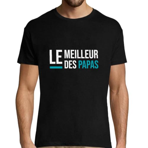 T-shirt homme Le Meilleur des papas imprimé en France en coton col rond noir