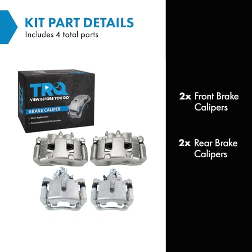 Image of TRQ Front and Rear Brake Caliper Set Zinc Coated Brackets Compatible with 2011-2013 Chevrolet Impala