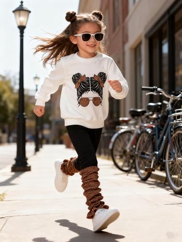Image of OLMRJKD Kids Toddler Girls Clothes Figure Graphic Drop Shoulder Top Pullover Spotted Print Pants Fall Winter Outfit Set