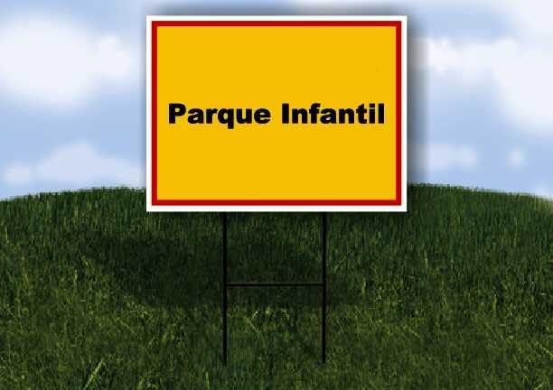 Parque Infantil Spanish Red Yellow 1 Double Sided 18x24 in Yard Road Sign wstand