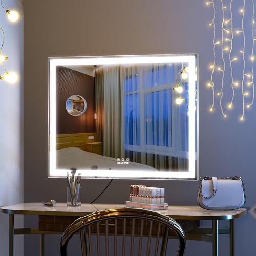 Espejo de tocador BEAUTME con luces y marco de aluminio plateado miniatura 3