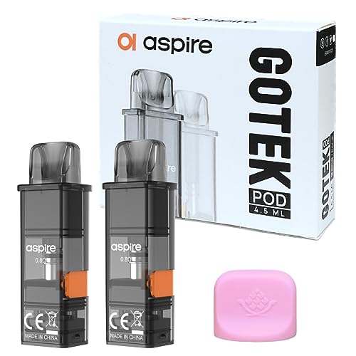 Aspire GOTEK S/X 交換用 POD カートリッジ 1箱(2個入)+ シリコンキャップ (ピンク)