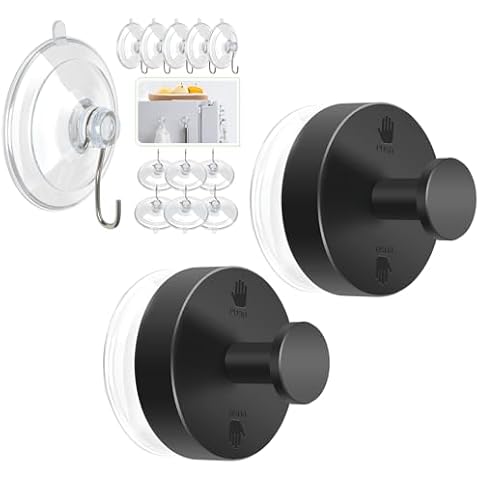 HangerSpace Small Clear Suction Cup Hooks Black Suction Cup for Shower Cover