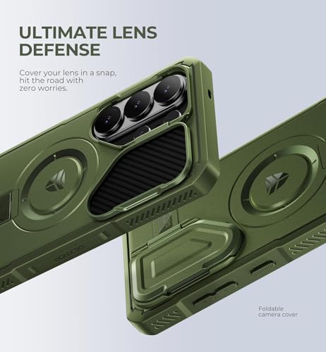 Image of Dexnor for Samsung Galaxy S26 Ultra Case with Camera Cover & Adjustable Kickstand & Screen Protector, Compatible with MagSafe, Rugged Shockproof Bumper Cases Magnetic Protective Cover(2026),Army Green