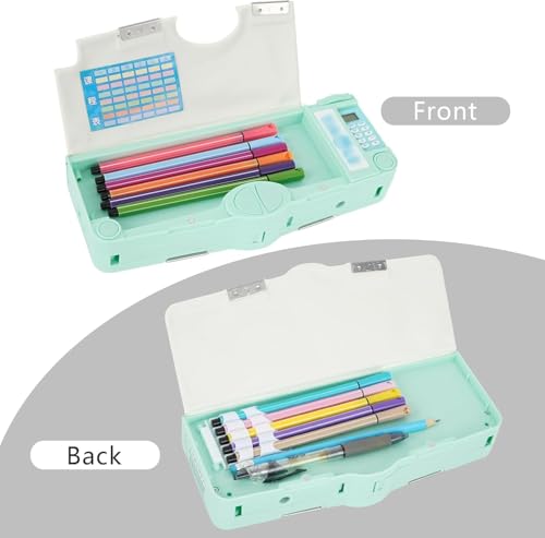 Image of Royals hub Astronaut Magnetic Multifunctional Pencil Box, Cute School Compass for Kids, Buttons Operated Geometry Pencil Box Kids Include Calculator-Scissor-Ruler-Eraser-Sharpener (Blue Space)