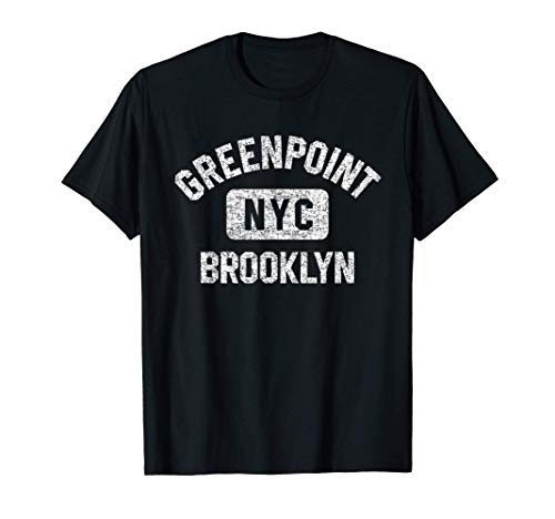 Greenpoint Brooklyn NYC Gym Style Distressed White Print T-Shirt