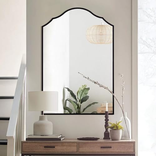 Autdot Black Decorative Wall Mirror, 30'x20', Black Arched Mirror, Traditional Framed Wall Decor for...