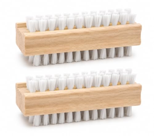 Image of Wooden Nail Brush Nail Cleaning Brush Double Sided Nail Scrubbing Brush Hand Foot Fingernails Toenail Cleaning Scrubber With Natural Plastic Bristles Ideal For Home Pedicure & Manicure(Pack Of 2)