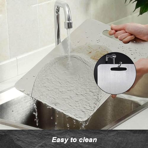 Image of Empune Rectangular Stainless Steel Chopping Board for Kitchen | Free Steel Straw | for Cutting Vegetables, Meat, Fish, Fruits | Unbreakable | Easy to Clean | Medium | 30 x 20 cm