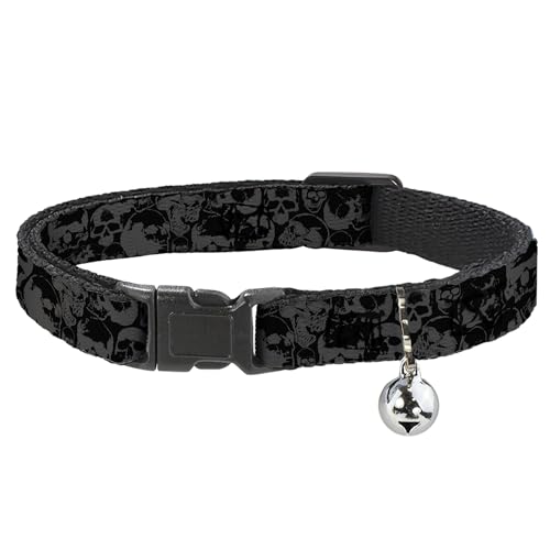 Collar de gato Buckle-Down resistente de 0.5 pulgadas con calaveras originales 2