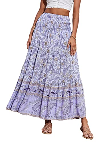 Image of CFLONGE Summer Maxi Skirts for Women 2026 Trendy Floral A Line Boho Skirt