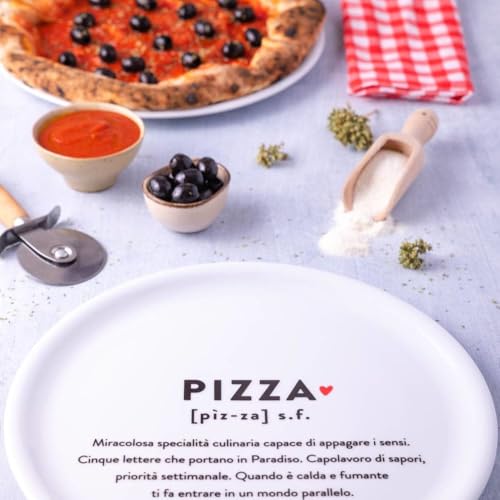 Dudecor White Porcelain Plates 30.5 cm - Definition Pizza Plate - Playful and Refined Style