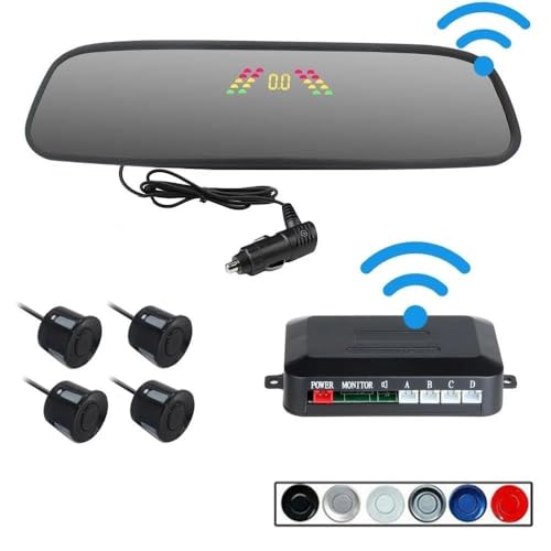Sensores de aparcamiento para espejo retrovisor de coche, radar de marcha atrás con sensor de aparcamiento, detector de radar impermeable, sensor de aparcamiento (blanco) (blanco)
