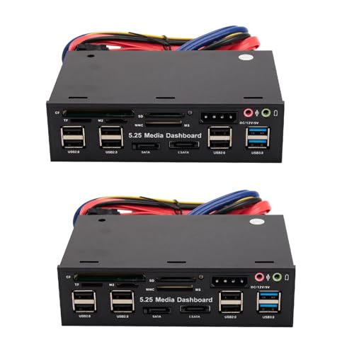 Hub PC 5.25 pouces multi USB 3.0 avec e-Sata et lecteur de carte pour baie optique x2