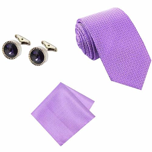 Image of TIE STUDIO Men's Necktie Pocket Square & Cufflink Set | Standard | Jacquard Fabric | Superior Stitching |
