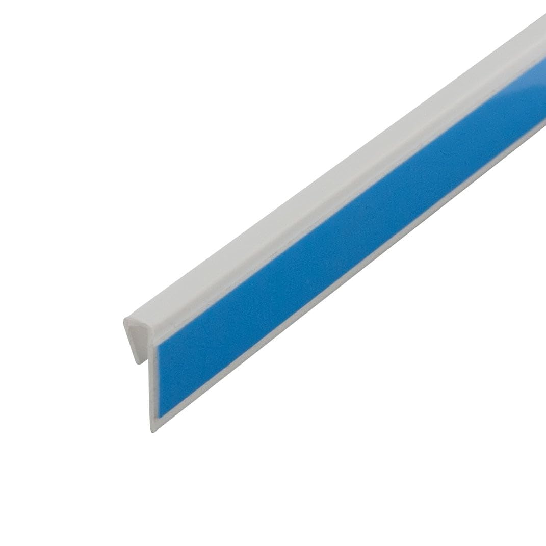 Outwater Plastic J Channel Fits Material 1/16 Inch Thick White Styrene Cap Moulding with Adhesive 8 Foot Length Pro Pack (Pack of 5, 40 Feet Total)