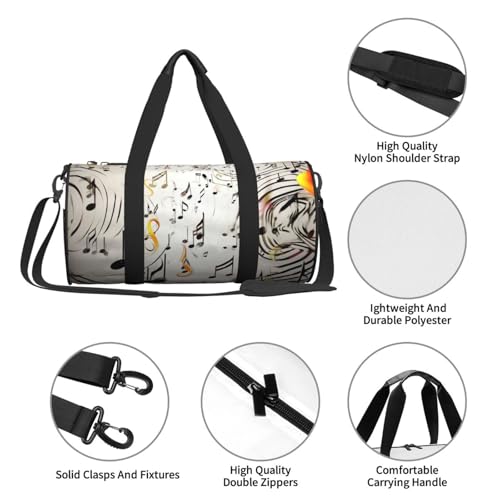 Travel Duffle Bag Weekender Bags For Men Women With Shoe Compartment Large Capacity Weekender Overnight Bag Music Notes Print Carry On Tote Bags Sport Gym Bag For Travel Yoga4