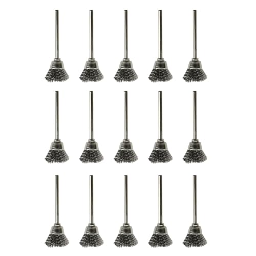 Image of 15PCS 50x15mm Silver Stainless Steel Wire Brush Wheel with Handle Grinding Descaling Polishing Tools for Cleaning and Deburring Metal Surface