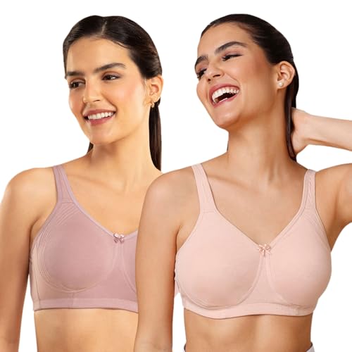 Image of NYKD NYB169 Cotton Non Padded Non Wired Encircled Shaping Bra Pack of 2 Full Coverage (Plus