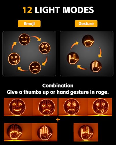 Image of 8-in-1 Hand Gesture Light for Car, [4 Gestures & 4 Emojis] Glogesture Light with Heat-Resistant 3M Velcro, [Remote Control] Road Rage Hand Led Sign for Car Window, Funny Truck Accessories