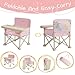 Portable Baby Chair,Portable 3-in-1 Baby Booster Seat with Tray,Folding Toddler High Chair for Travel,Camping, Home & Dining, Easy to Clean & Store, Safe with Child Safety Belt Carry Bag(Pink)