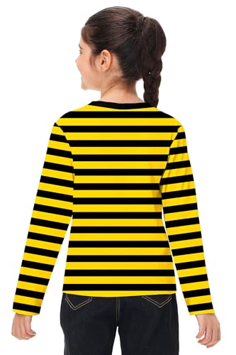 Image of Remimi Kids Striped Shirts Long Sleeve Boys Girls Crew Neck Holiday Tshirts 3-14 Years