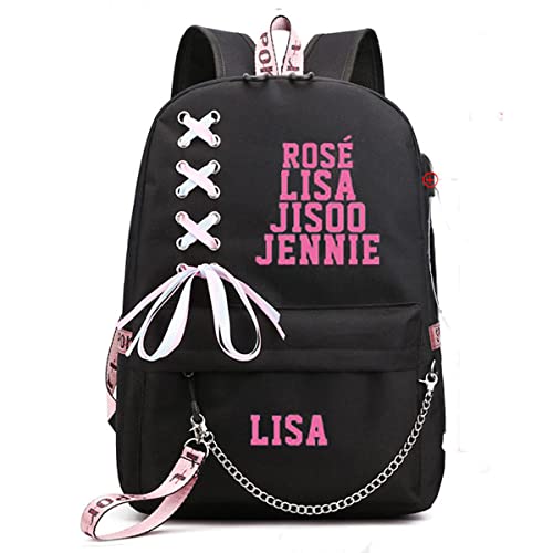 Muchable Lisa Blackpink: Mochila escolar de anime casual  Multicolor