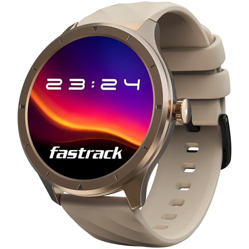 Image of Fastrack FR2 Smart Watch, 1.38 inch UltraVU HD Display, Blazing Fast UI, Working Crown, AI Voice Assistant, IP68 Water & Dust Resistant, Health Suite, BT Calling, Smartwatch for Men & Women (Beige)