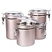 Creative Home Set of 4 Pieces Stainless Steel Kitchen Storage Jar Container Canister with Clear Airtight Lid and Locking Clamp for Food, Cookie, Flour, Sugar, Tea, Coffee Storage, Rose Gold
