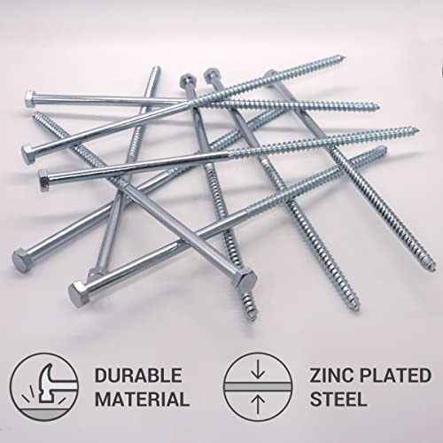 SKIR'CO (4 pcs) DIN 571 Zinc Plated Steel Hexagon Head Wood Screws M8 x 260 mm, Coach Screws, Hex Screw, Lag Bolts - Image 3