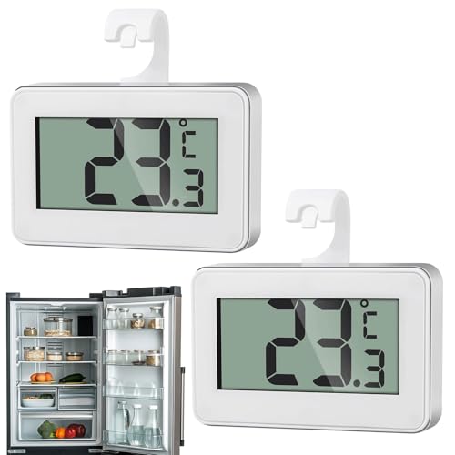 Thermomètre Frigo, Thermomètre pour Réfrigérateur 2 Pièces, Thermomètre Numérique Mini, Thermometre Congelateur Température Capteur Testeur pour Réfrigérateur Cuisine Congélateurs, Blanc