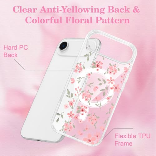 Etui compatible MagSafe iPhone Air coque fleur rose antichoc - 5