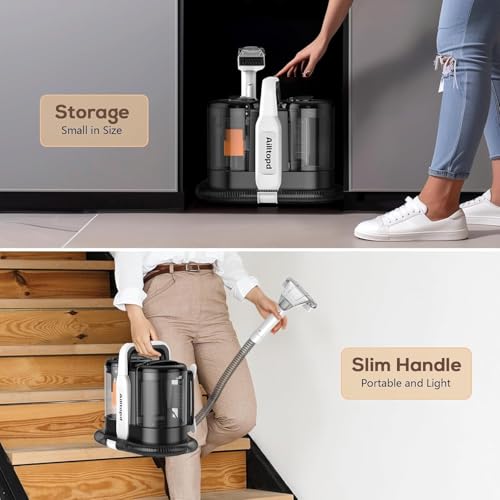 Portable Carpet & Upholstery Spot Cleaner, 15 KPa Powerful Suction Upholstery Cleaner Machine for Pet Stains, Area Rugs, Car Seats & Couches, Stairs with 2 BrushHead and Cleaning Solution - Image 5