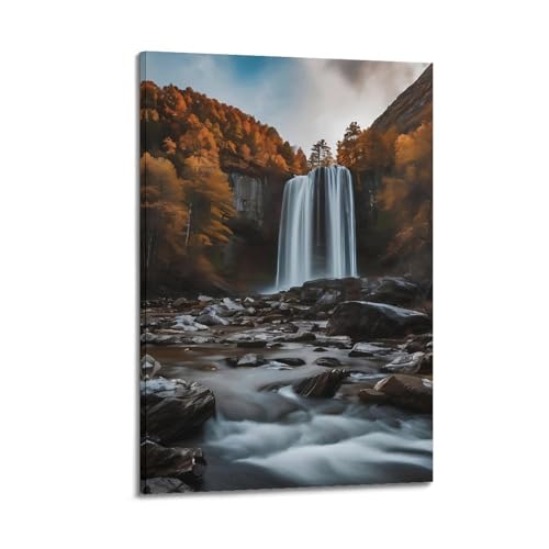 CXHJCQ Waterfall Poster Shattered Rocks And Fast Streams Poster Decorative Painting Canvas Wall Posters And Art Picture Print Modern Family Bedroom Decor Posters 16x24inch(40x60cm)