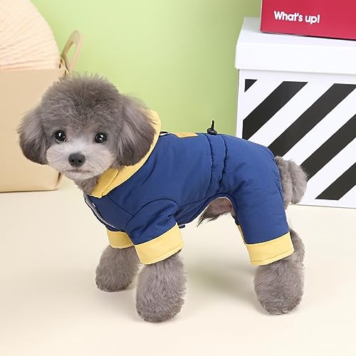 Izefia Hundemantel Winddichte Jacke Kalter Wettermantel 4-Beine Warmer Jumpsuit Winter Dicker Mantel Schneefeste Kleidung Baumwolle Hundemantel für Kleine Hund Mittlere Katze