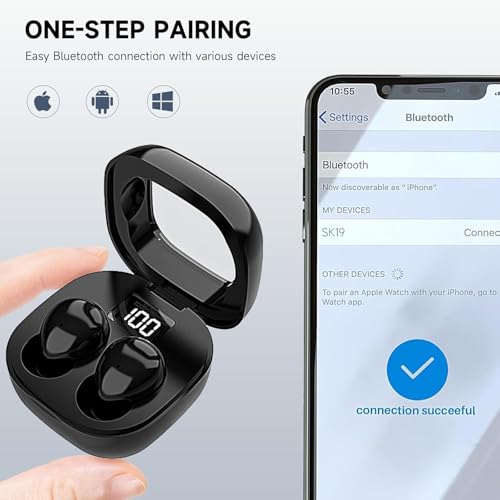 Image of Invisible Sleep Earbuds, Smallest Sleep Headphones for Side Sleepers Low Profile Micro Tiny Discreet Hidden Earbuds for Work, Wireless Mini IPX5 Waterproof for Small Ear Canals, Deep White