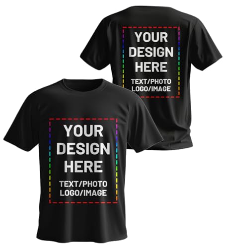 Custom T Shirts for Men/Women Personalized T Shirt with Logo Image Text Cotton T-Shirts Front/Back Print