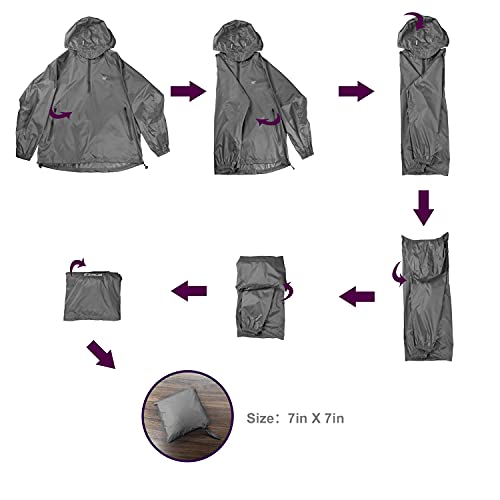 Image of Men's Waterproof Hooded Rain Jacket Running Cycling Hiking Gear Windbreaker Lightweight Packable Raincoat