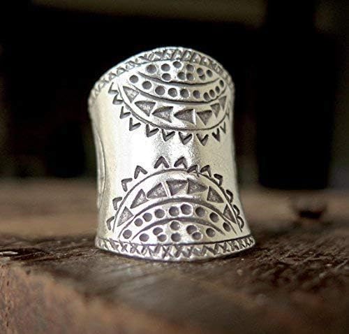 Sterling Silver Boho Large Statement Ring,"SilverShapes" Handmade Ethnic Geometric Engravings Hippie Gypsy Wide Band Adjustable Ring, Also as Thumb ring, Gift for Her - Image 2