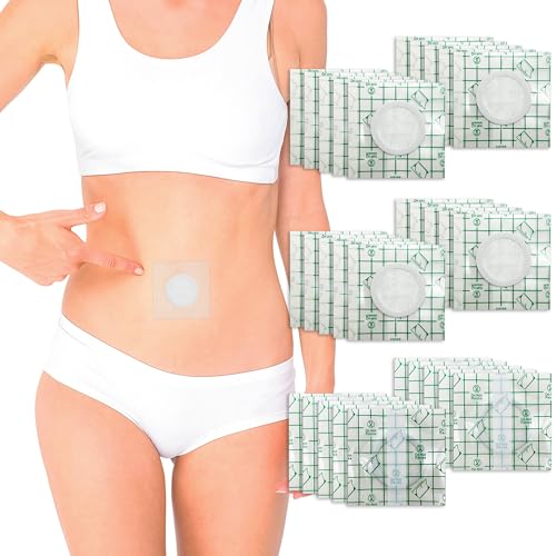 30pcs Disposable Castor Oil Patches, PU Film, Organic Cotton, Self-Adhesive for Belly Button, Anti-Leakage,Portable Castor Oil Pack Wrap for Sensitive Skin (No Oil Included)