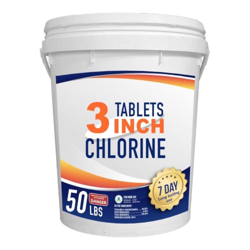 Chlorine Tablets 3 inch 48 lbs Stabilizer for Swimming Pool Chlorine tabs G.W. 50 lbs