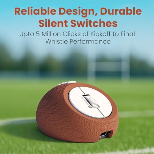 Image of Portronics ToadPlay Rugby Mini Wireless Bluetooth Mouse with Dual Wireless Connectivity (BT + 2.4 GHz), Rechargeable Battery, Noise-Free Clicking, Multi-Device Pair, Adjust Sensitivity (Brown)