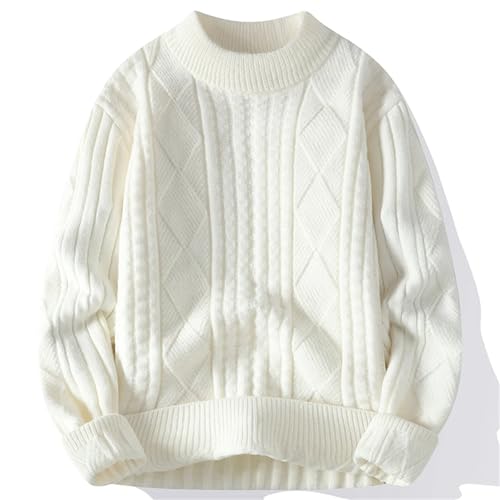 Men's Knitted Pullover Round Neck Loose Long Sleeve Solid Color Casual Warm Sweater4