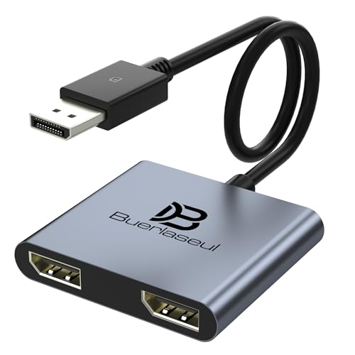 DisplayPort Splitter for Dual Monitors DisplayPort to Dual DisplayPort Splitter Adapter 4K@120Hz Monitor Splitter SST/MST Extended Display DP MST Hub for PC Laptop Graphics Card and More