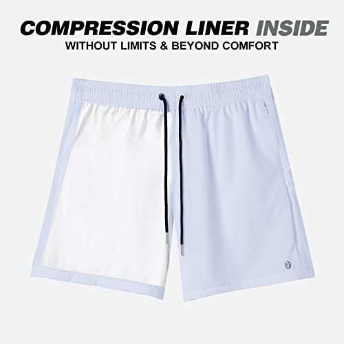 Image of BRISIRA Mens Swim Trunks Swim Shorts Quick Dry 5 inch Inseam Beach Shorts with Compression Liner and Zipper Pocket