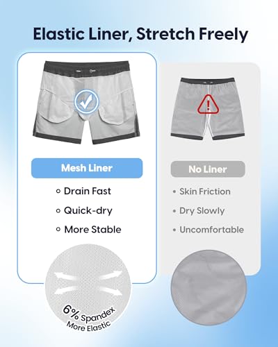 Image of maamgic Mens Swim Trunks 5 Inch with Mesh Lining, Quick Dry Mens Bathing Suit, Swim Shorts for Swimming and Beach