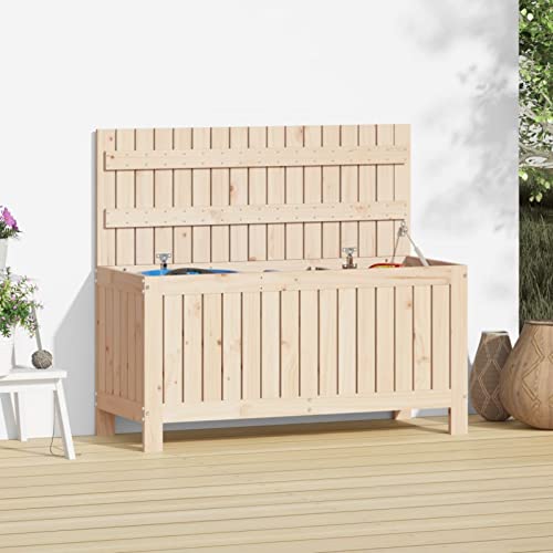 Gecheer Baúl de Almacenaje Caja de Almacenaje Arcón Interior y Exterior Baúl Organizador Cofre de Cojines Cajón,Cajón de Jardín Balcón Patio Terraza Madera Maciza de Pino 108x42,5x54 cm