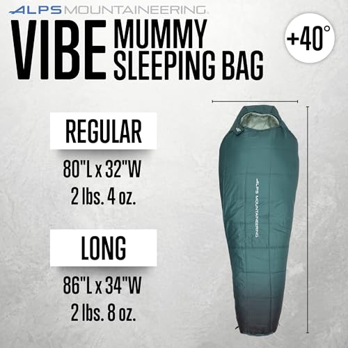 Bolsa de dormir ALPS Mountaineering Vibe +40° F, ligera para 3 estaciones, forma momia con aislamiento TechLoft Micro, shell ripstop y bolsa de compresión para camping, senderismo y mochilero miniatura 3